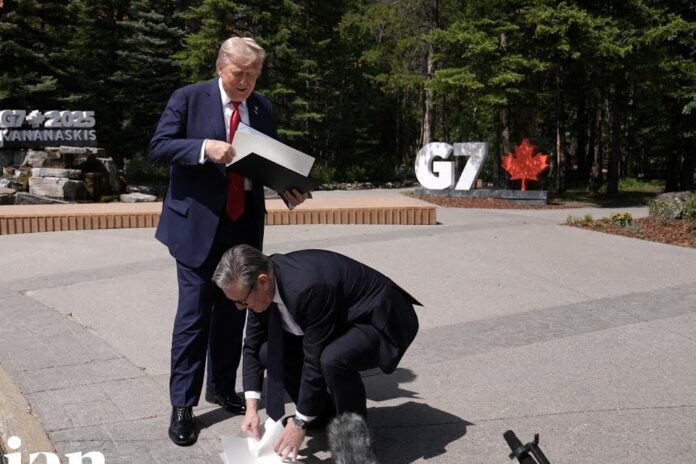 Keir Starmer Picks Up Donald Trump’s Dropped Papers at G7
